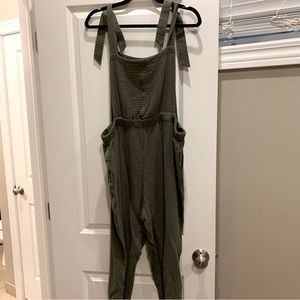 Gauze Overalls with Tie Straps